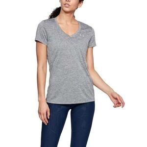 Under Armour Women's V-Neck Tech Twist Short Sleeve T-Shirt in Grey 2XL $25